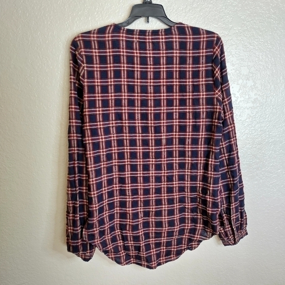 Veronica Beard Peggy Wool-Bend Top Buttons-Up Plaid V-Neck sz 6 - Picture 9 of 10